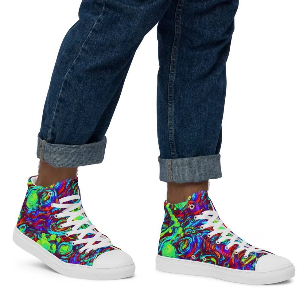 Limewave on Men's High Top Canvas Shoes — Right
