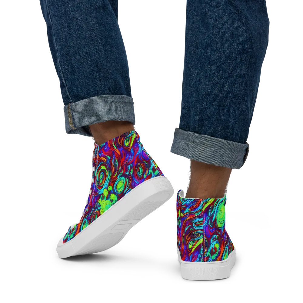 Limewave on Men's High Top Canvas Shoes — Back