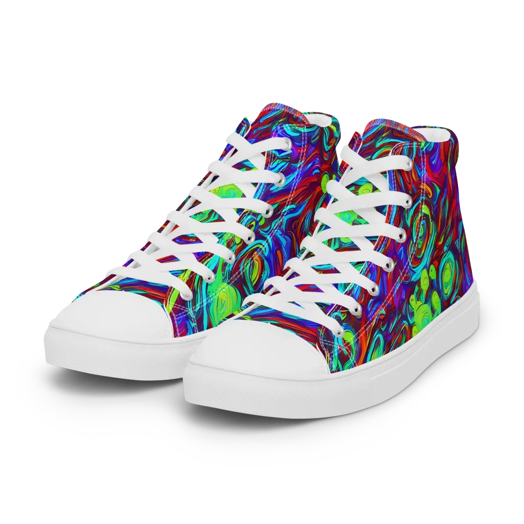 Limewave on Women's High Top Canvas Shoes — Left Front