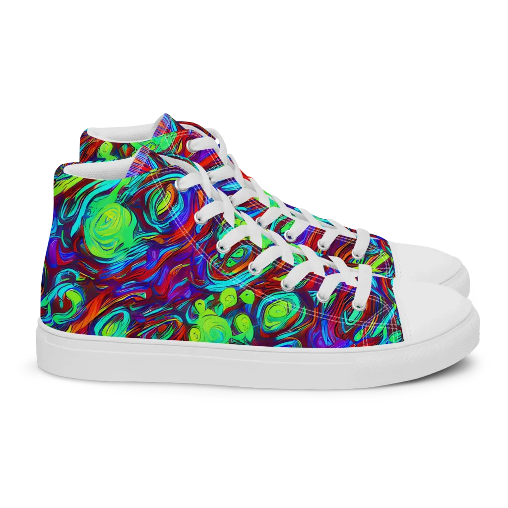 Limewave on Women's High Top Canvas Shoes — Right