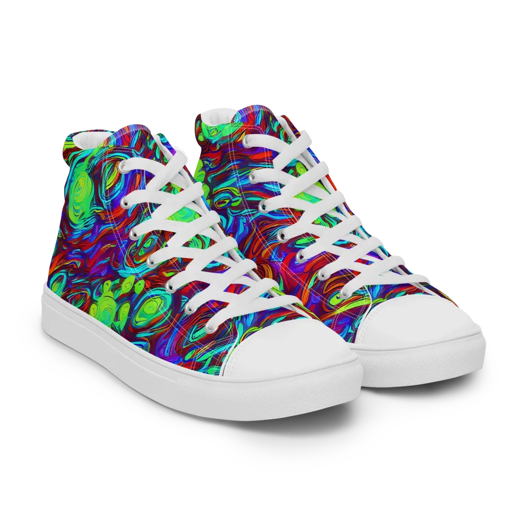 Limewave on Women's High Top Canvas Shoes — Right Front