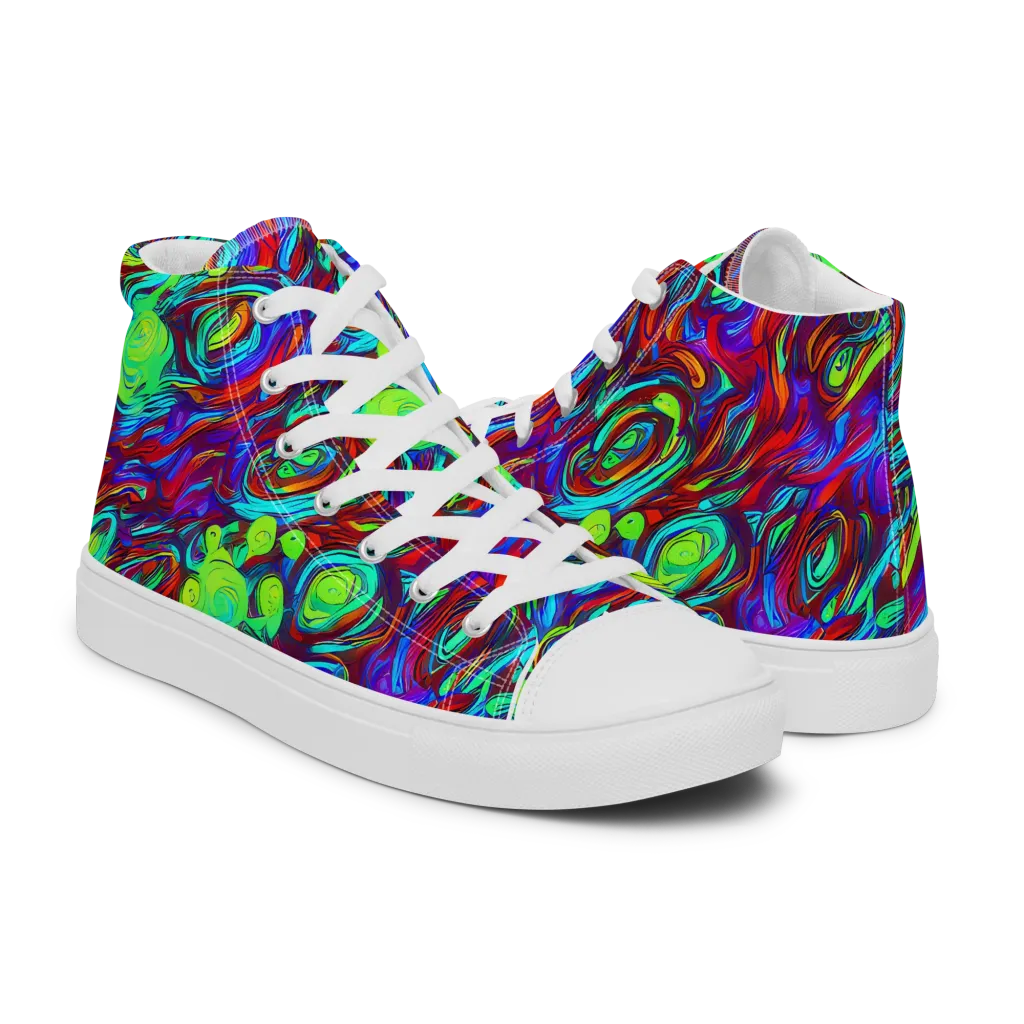 Limewave on Women's High Top Canvas Shoes — Right
