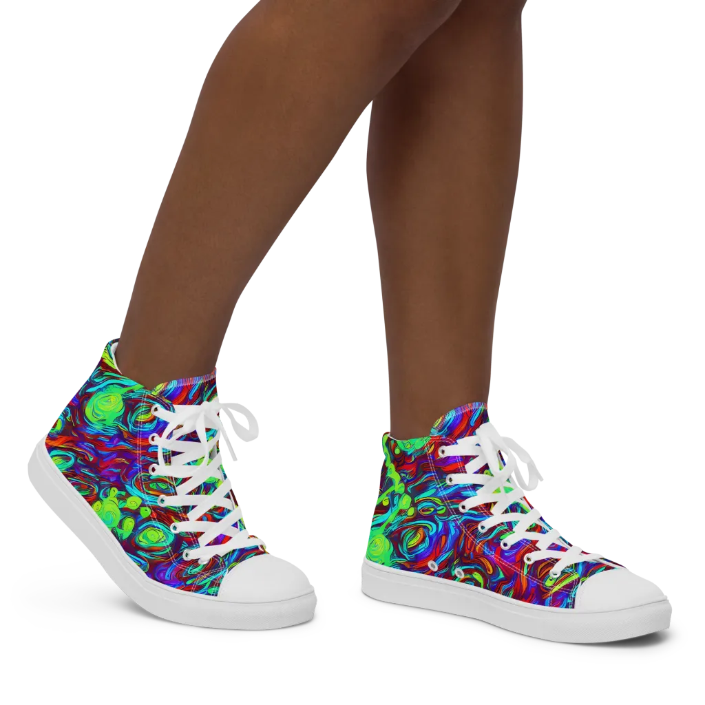 Limewave on Women's High Top Canvas Shoes — Right