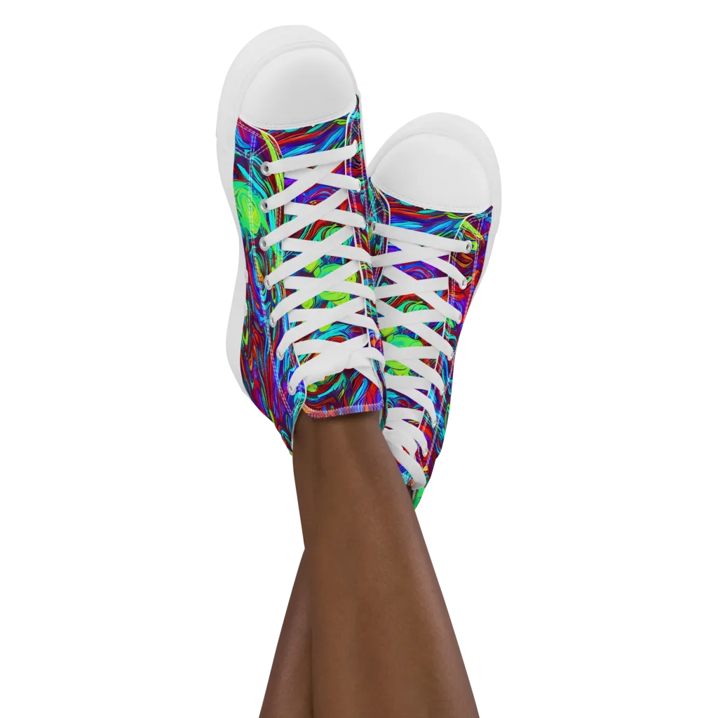 Limewave on Women's High Top Canvas Shoes — Front