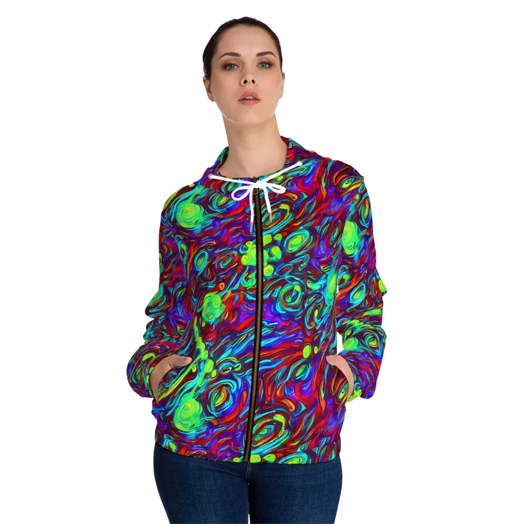 Limewave on Women's Full-Zip Hoodie — Front On Person