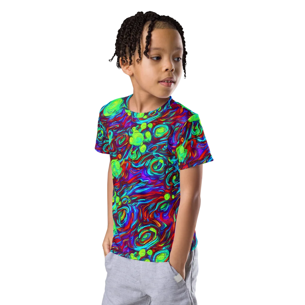Limewave on Kids Crew Neck T-Shirt — Left Front