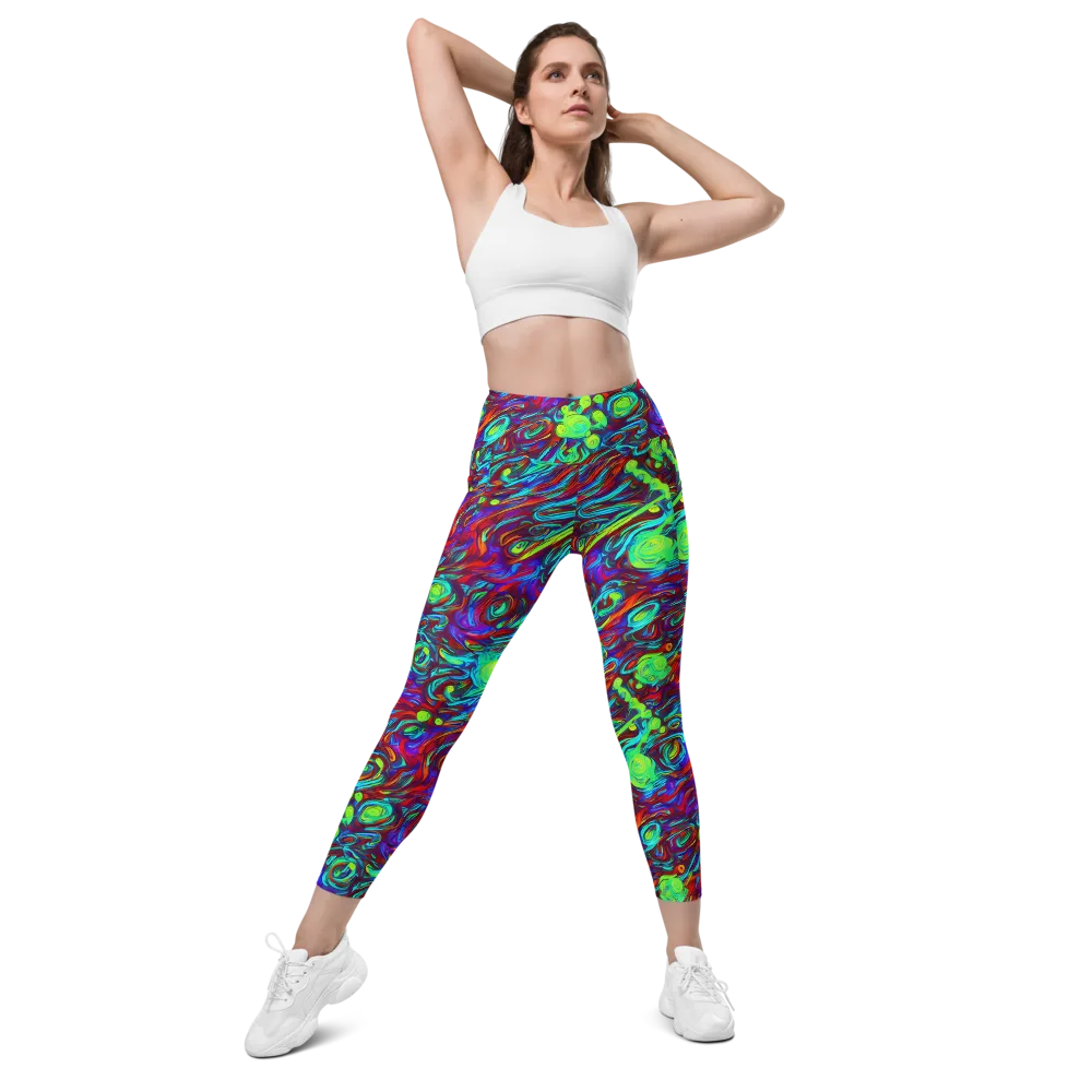 Limewave on Leggings with Pockets — Front