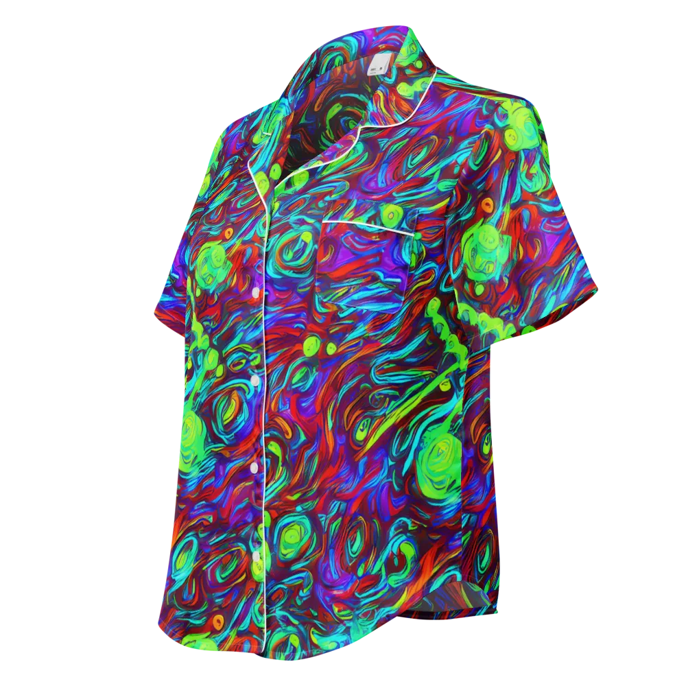 Limewave on Women's Short Sleeve Pajama Top — Left Front