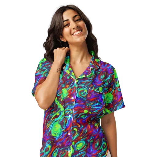 Limewave on a Women's Short Sleeve Pajama Top