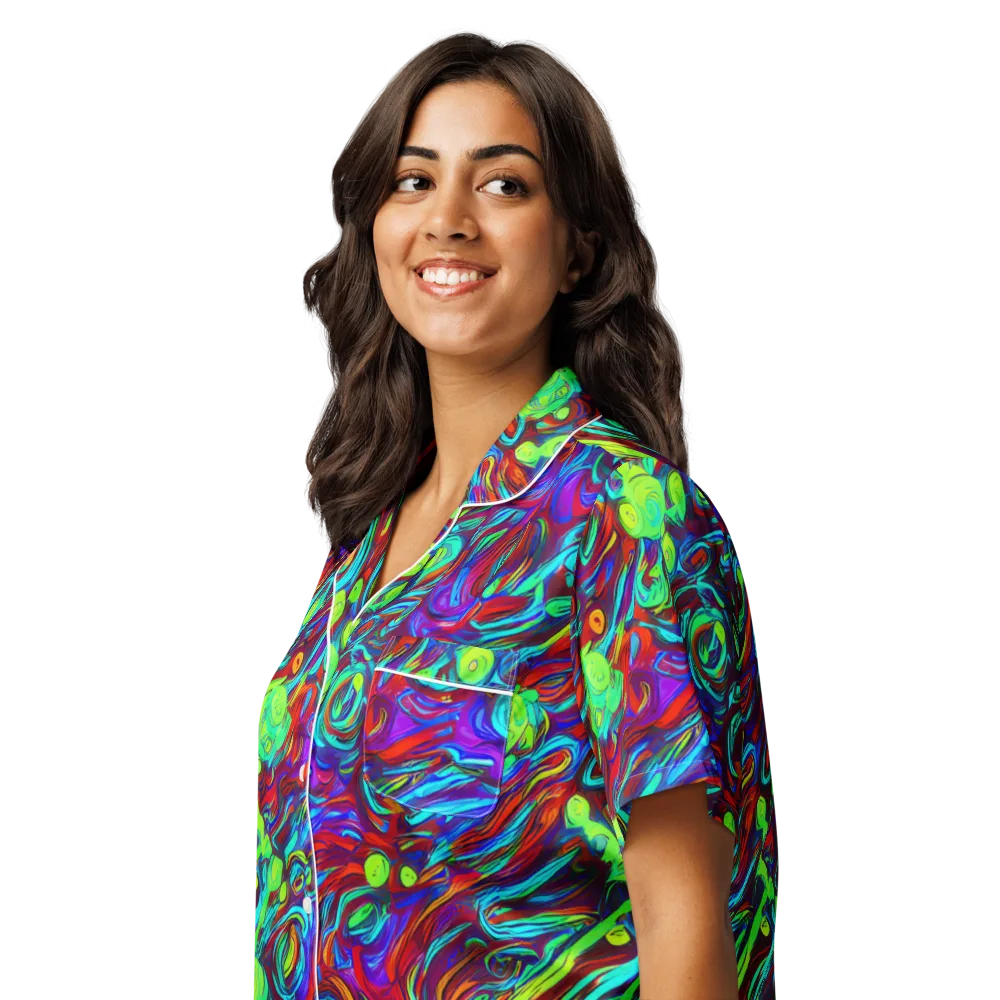 Limewave on Women's Short Sleeve Pajama Top — Left Front