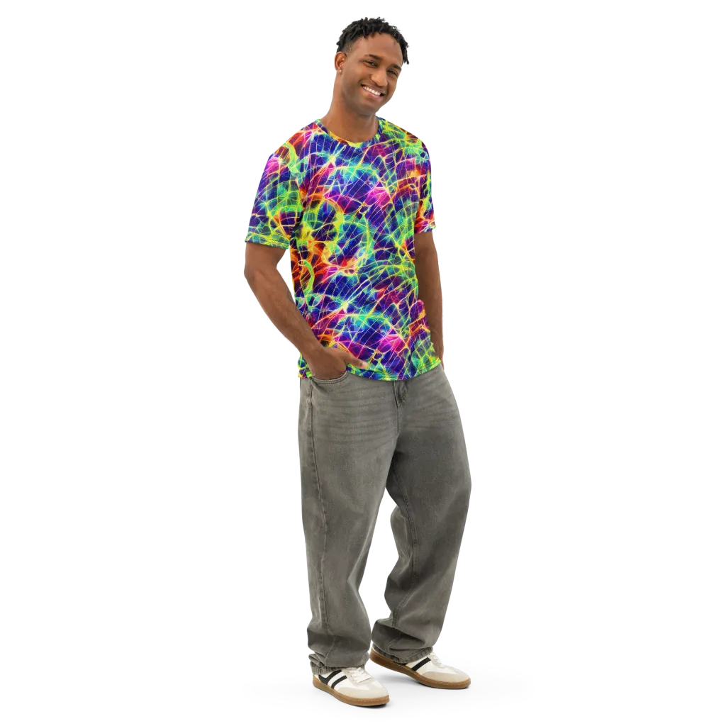 Synthetic Vines on Men's Cotton Crew Neck T-Shirt — Right Front