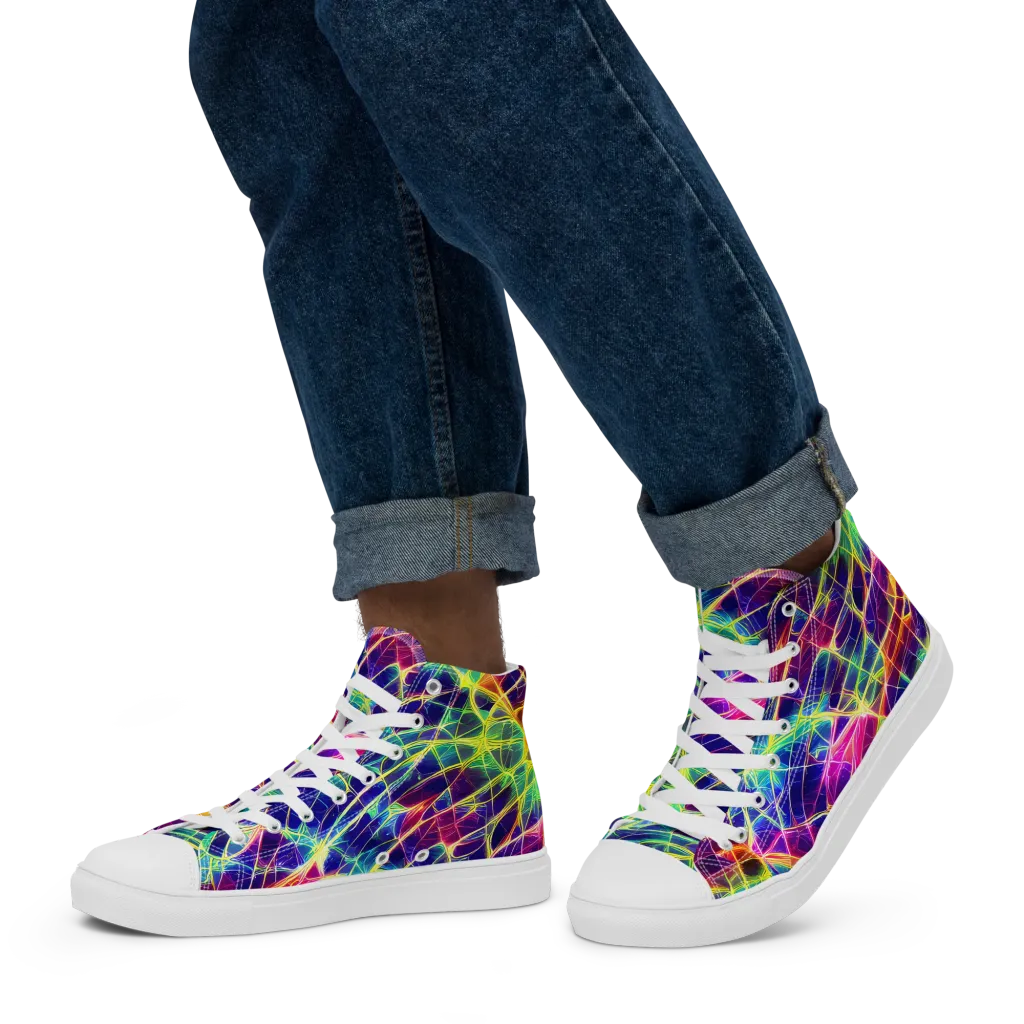 Synthetic Vines on Men's High Top Canvas Shoes — Left