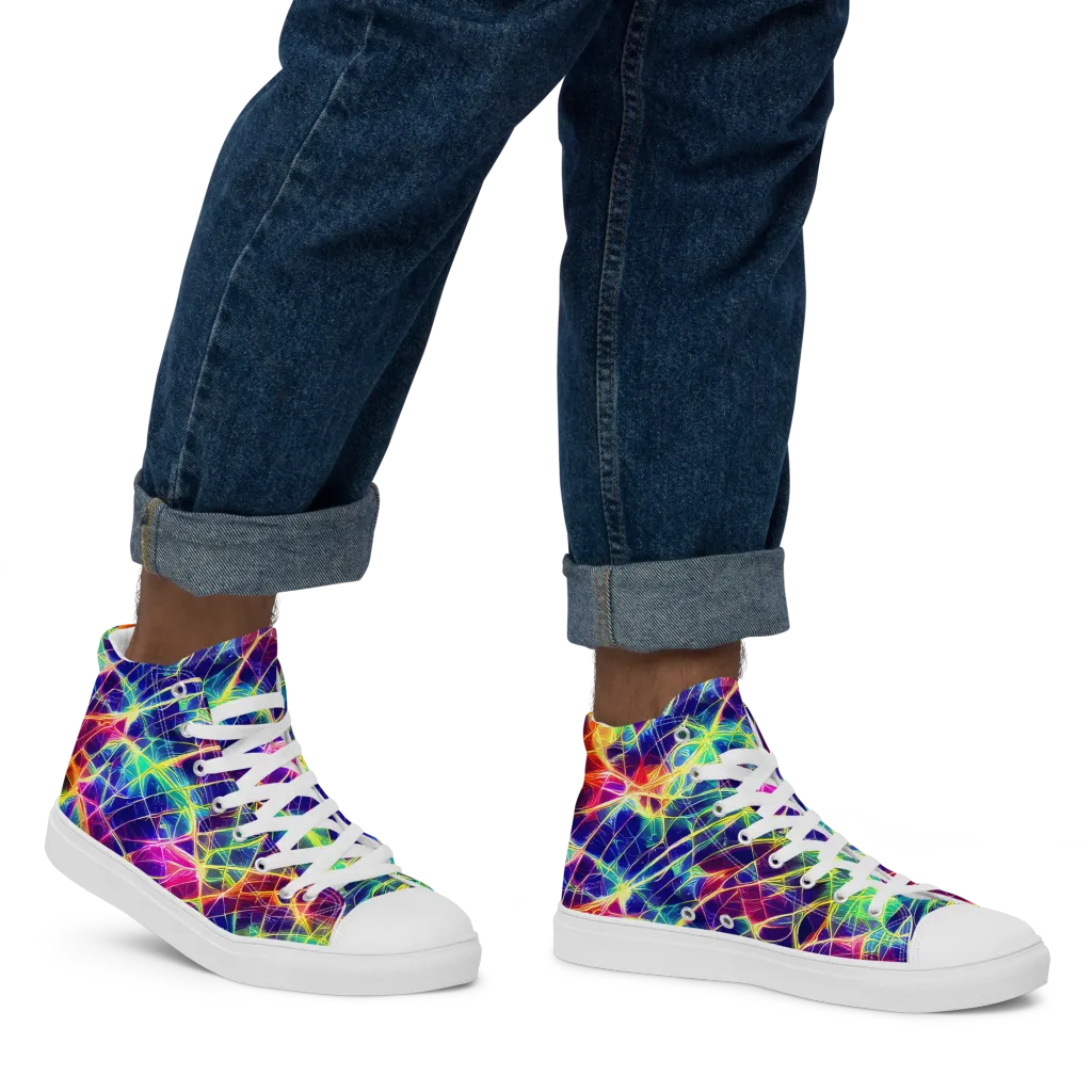 Synthetic Vines on Men's High Top Canvas Shoes — Right
