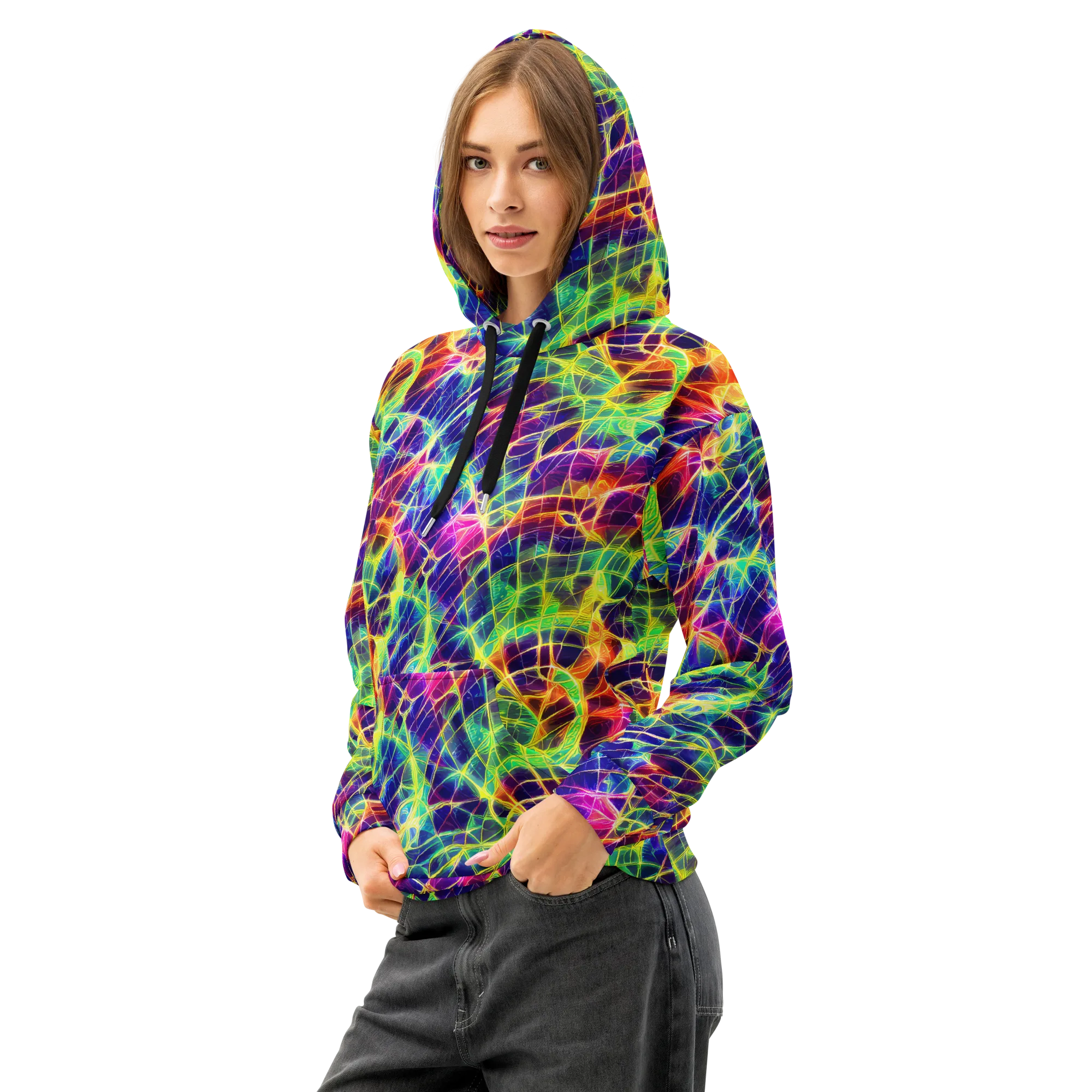 Synthetic Vines on Cotton Hoodie — Left Front