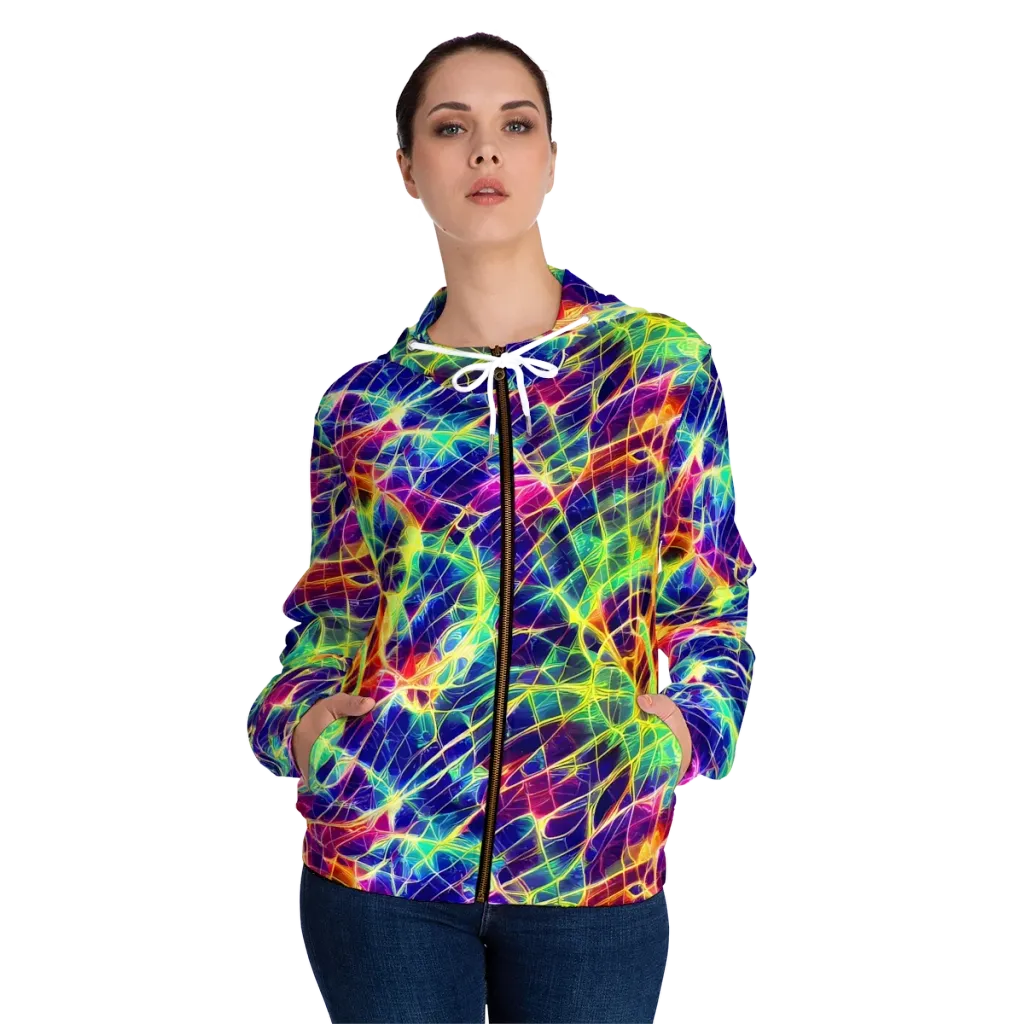Synthetic Vines on Women's Full-Zip Hoodie — Front On Person