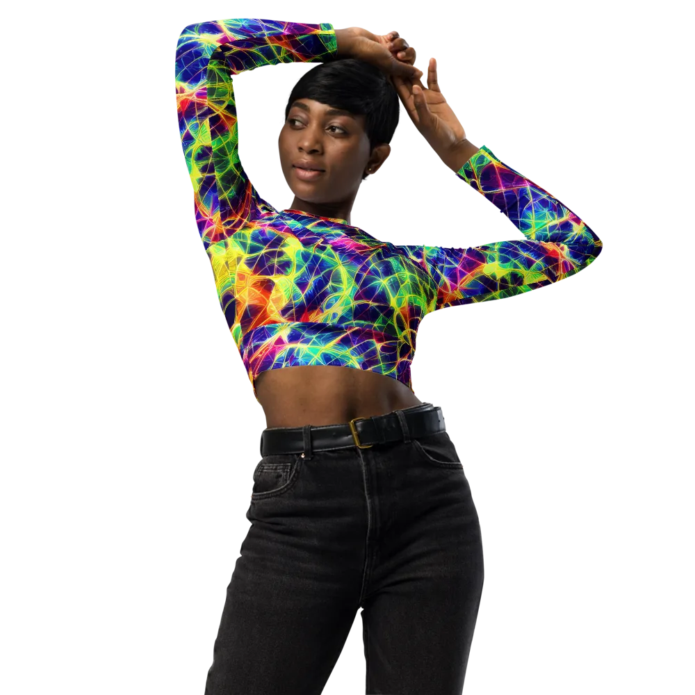 Synthetic Vines on Long Sleeve Crop Top — Front