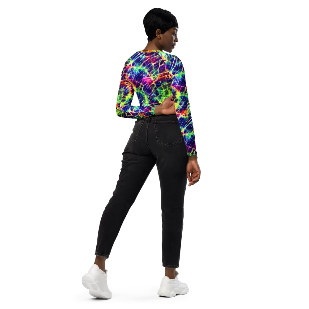 Synthetic Vines on Long Sleeve Crop Top — Right Back