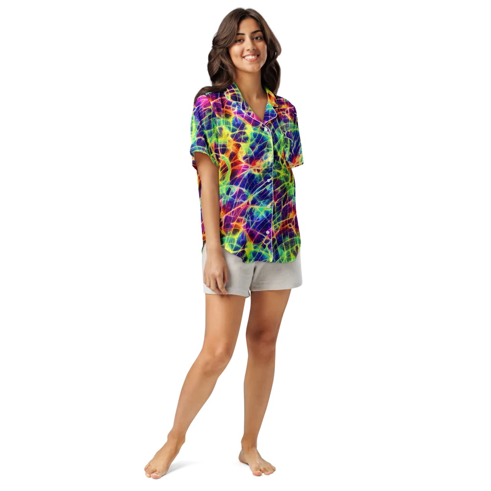 Synthetic Vines on Women's Short Sleeve Pajama Top — Front