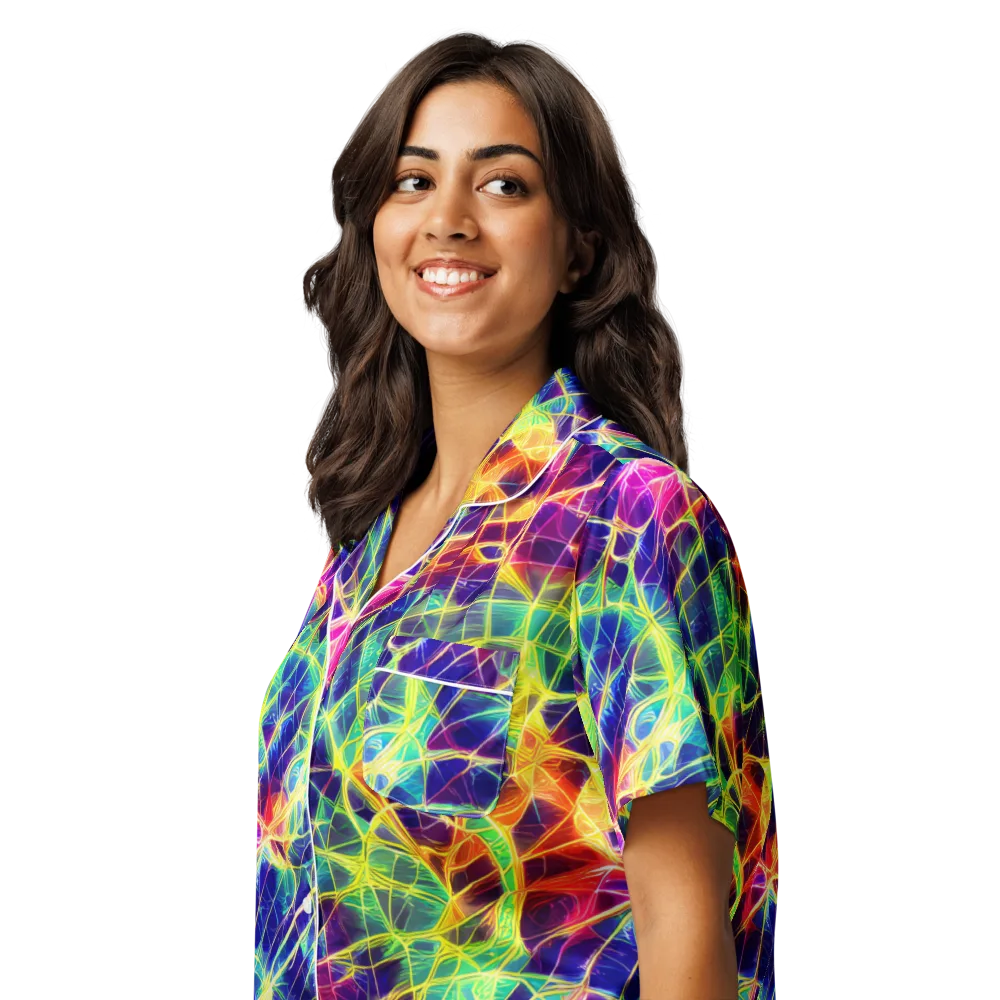 Synthetic Vines on Women's Short Sleeve Pajama Top — Left Front