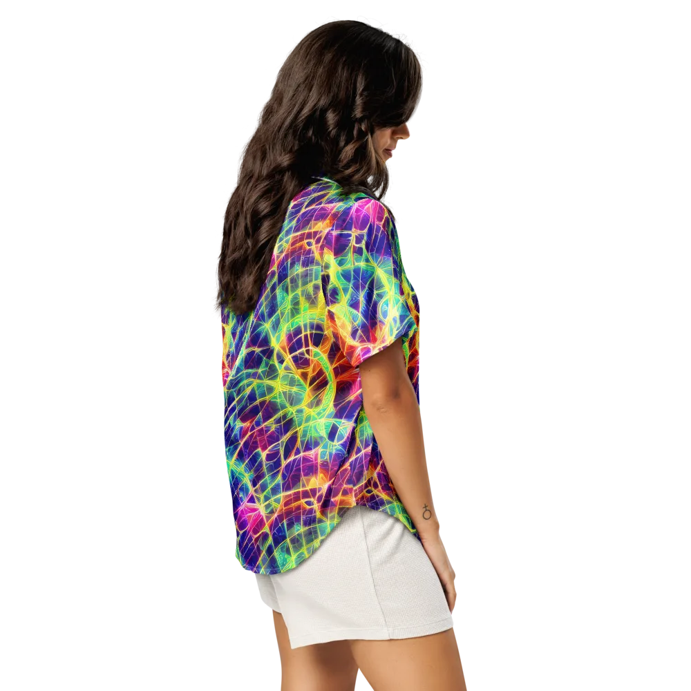 Synthetic Vines on Women's Short Sleeve Pajama Top — Right Back