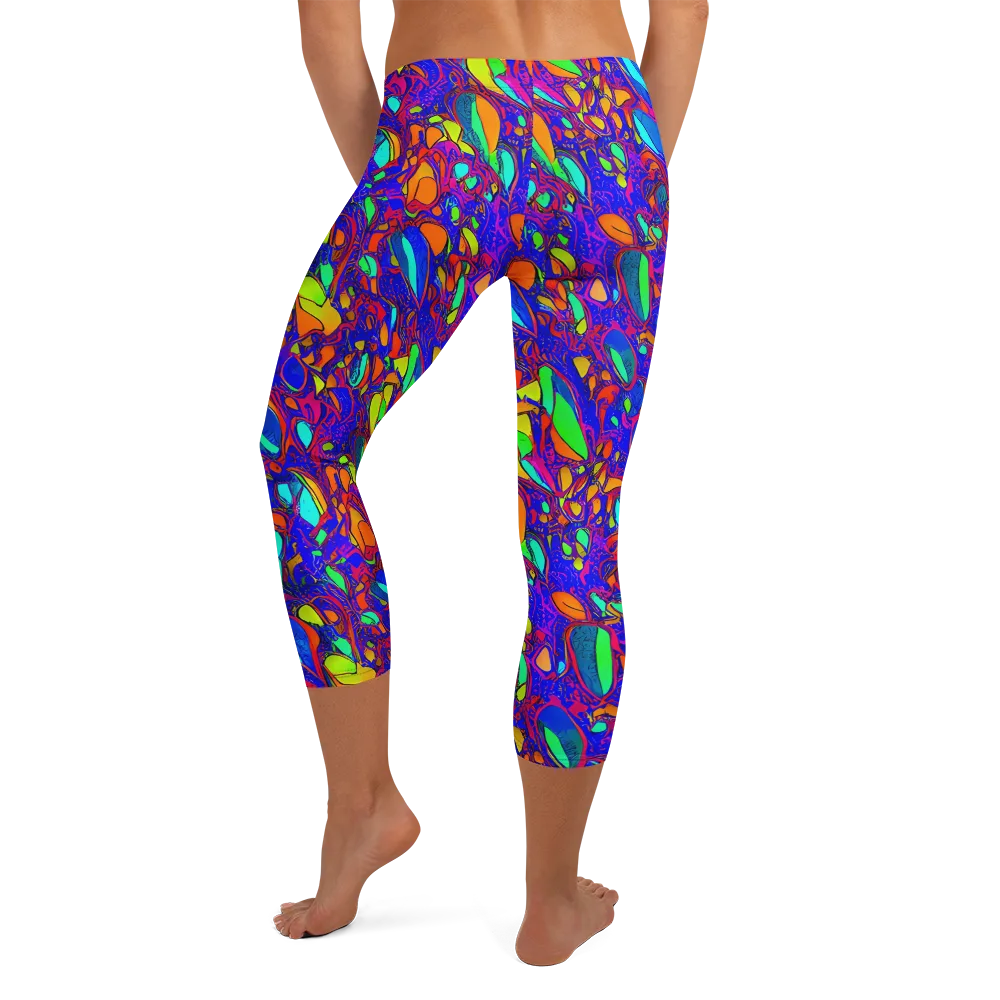 Digital Coral on Capri Leggings — Back