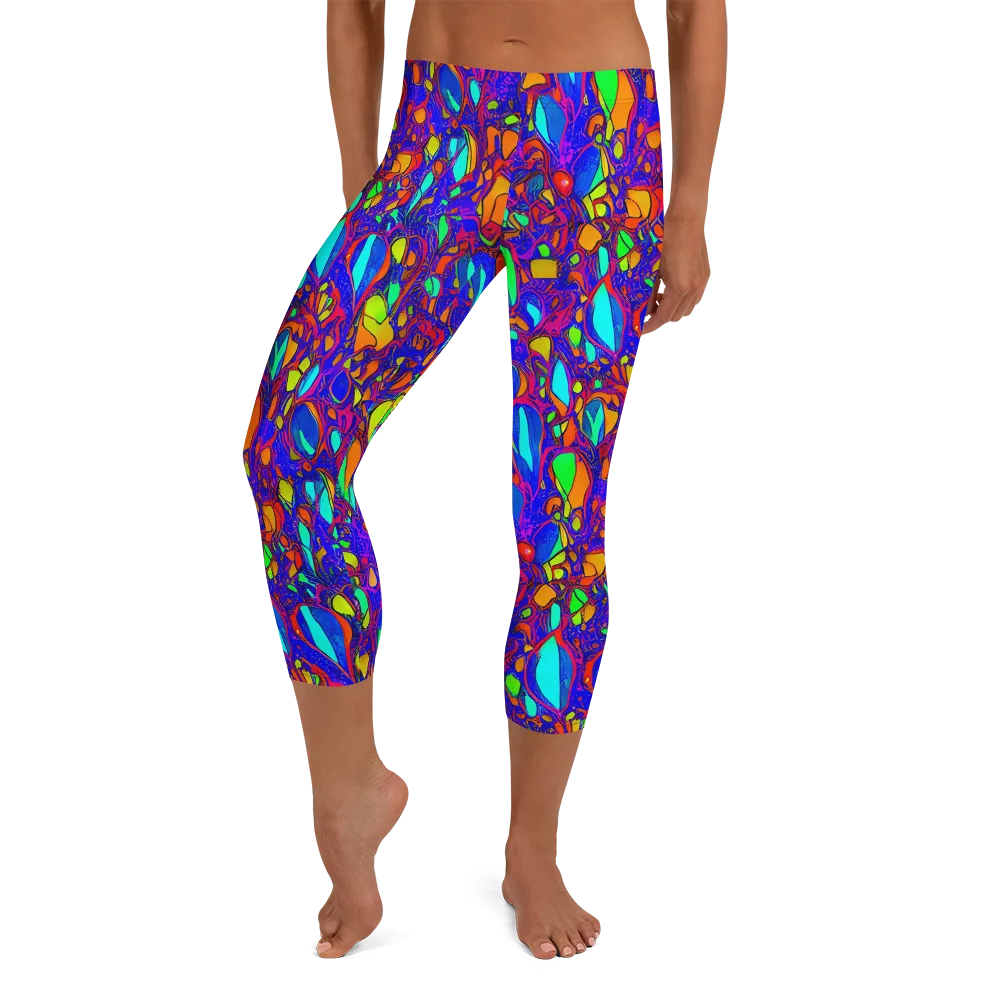 Digital Coral on Capri Leggings — Front