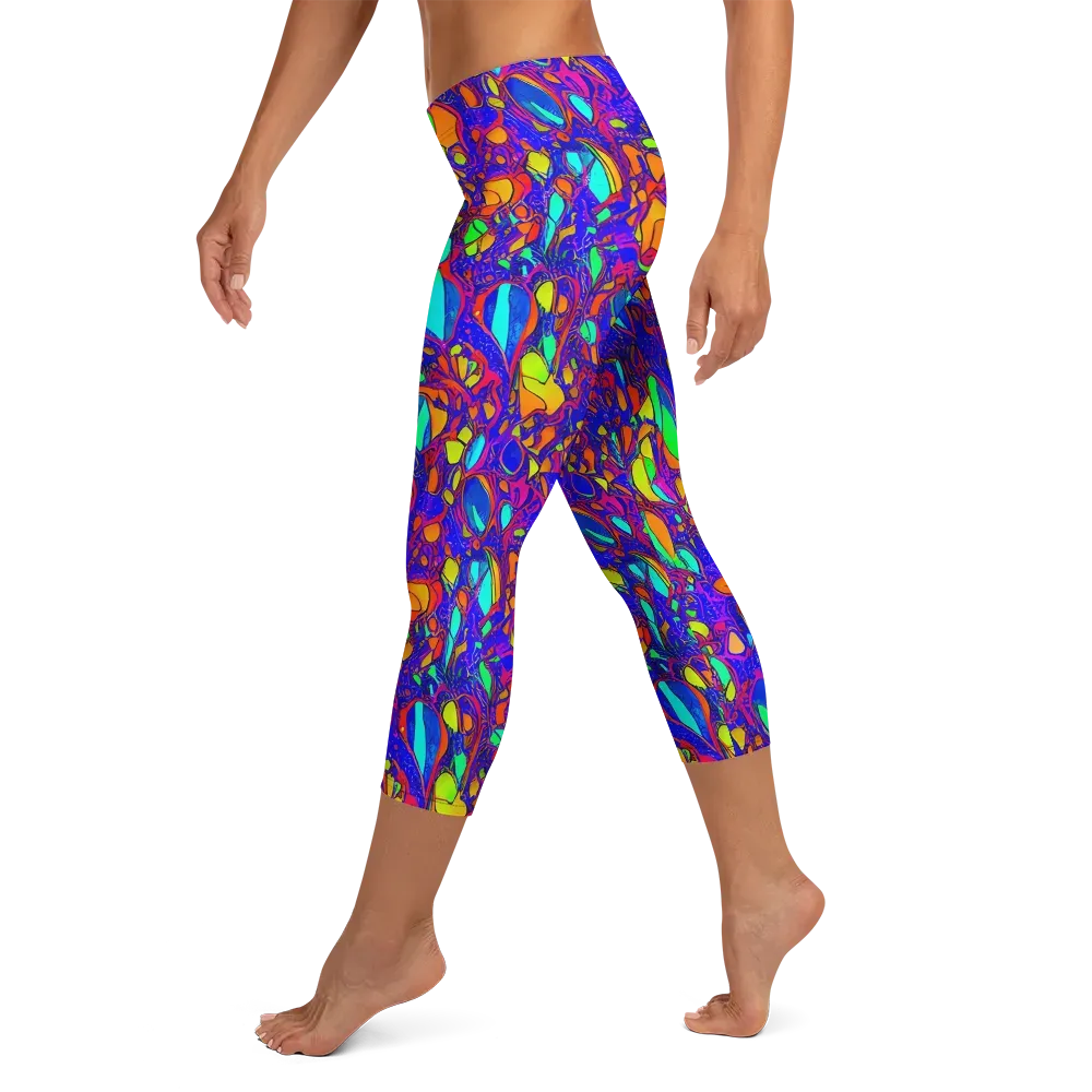 Digital Coral on Capri Leggings — Left