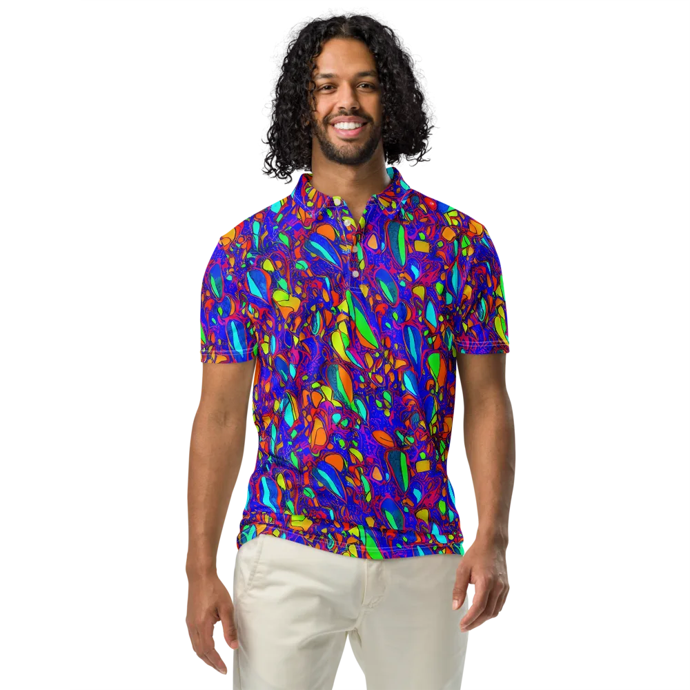 Digital Coral on Men's Slim Fit Polo Shirt — Front