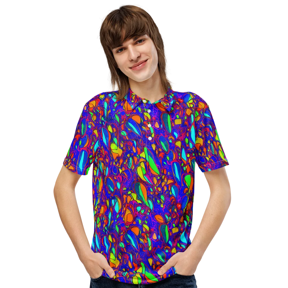 Digital Coral on Men's Slim Fit Polo Shirt — Front