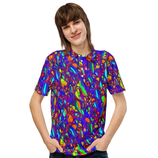Digital Coral on a Men's Slim Fit Polo Shirt