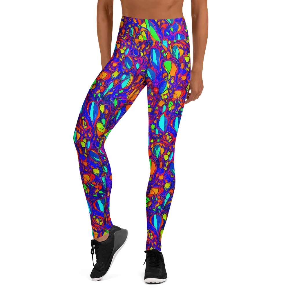Digital Coral on Yoga Leggings — Front