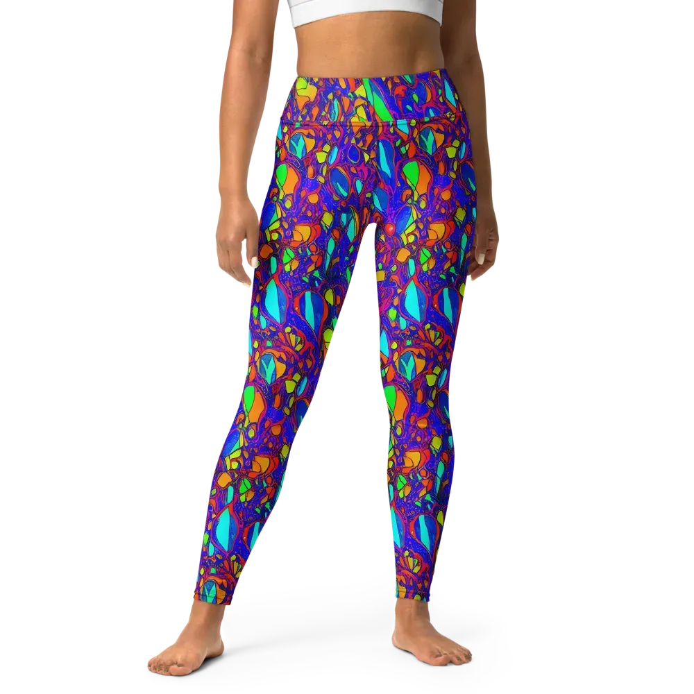 Digital Coral on Yoga Leggings — Front