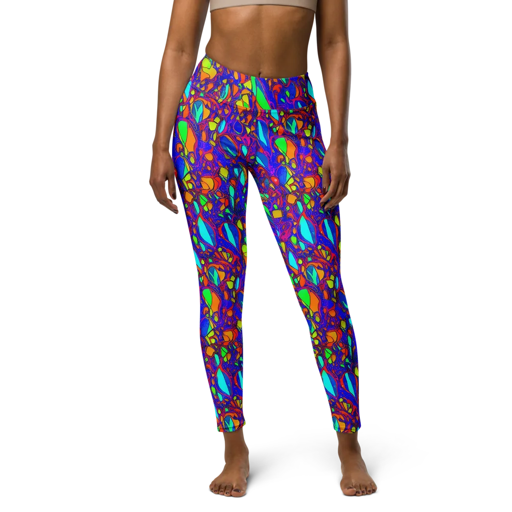 Digital Coral on Yoga Leggings — Front