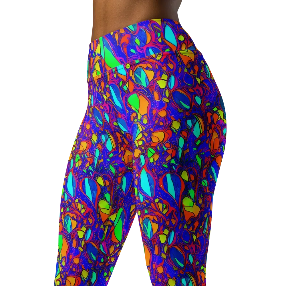 Digital Coral on Yoga Leggings — Left Front