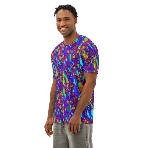Digital Coral on a Men's Cotton Crew Neck T-Shirt