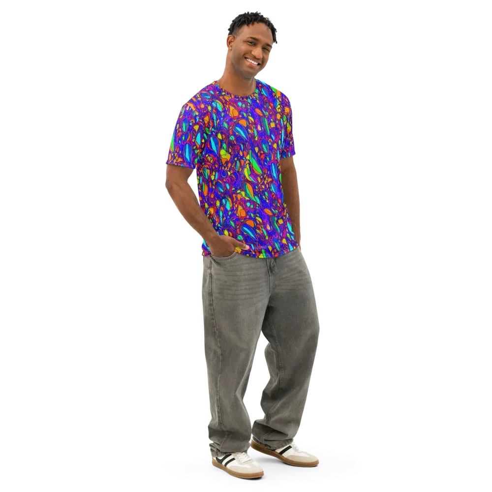 Digital Coral on Men's Cotton Crew Neck T-Shirt — Right Front