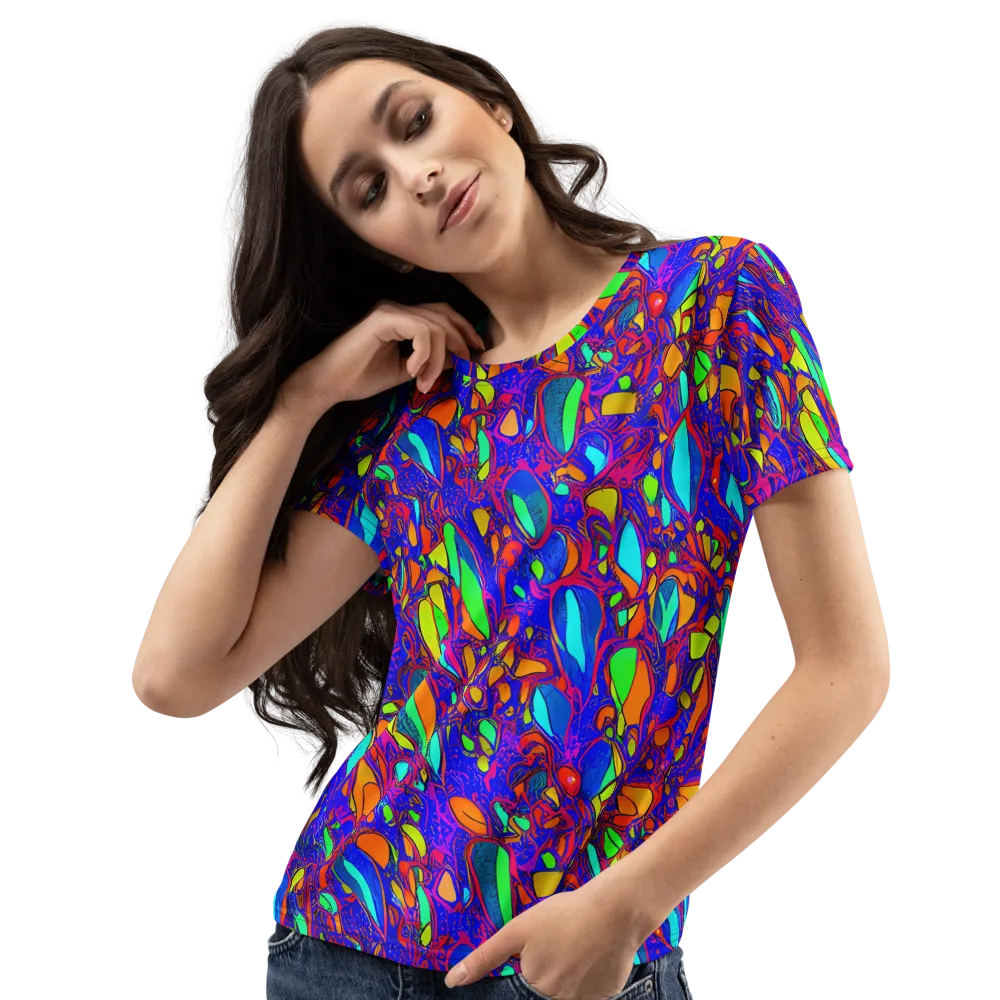 Digital Coral on Women's Crew Neck T-Shirt — Left Front