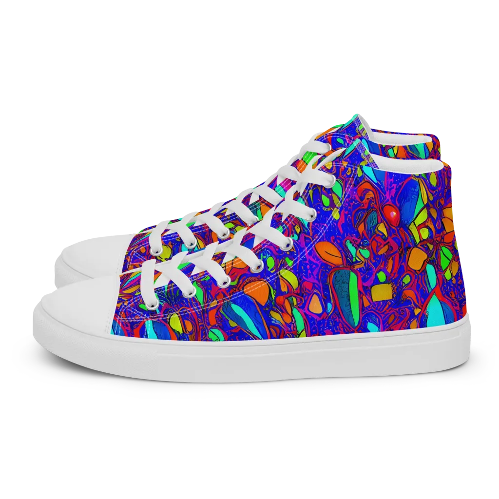 Digital Coral on Women's High Top Canvas Shoes — Left