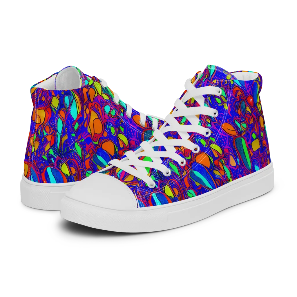 Digital Coral on Women's High Top Canvas Shoes — Left