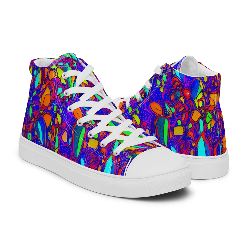 Digital Coral on Women's High Top Canvas Shoes — Right