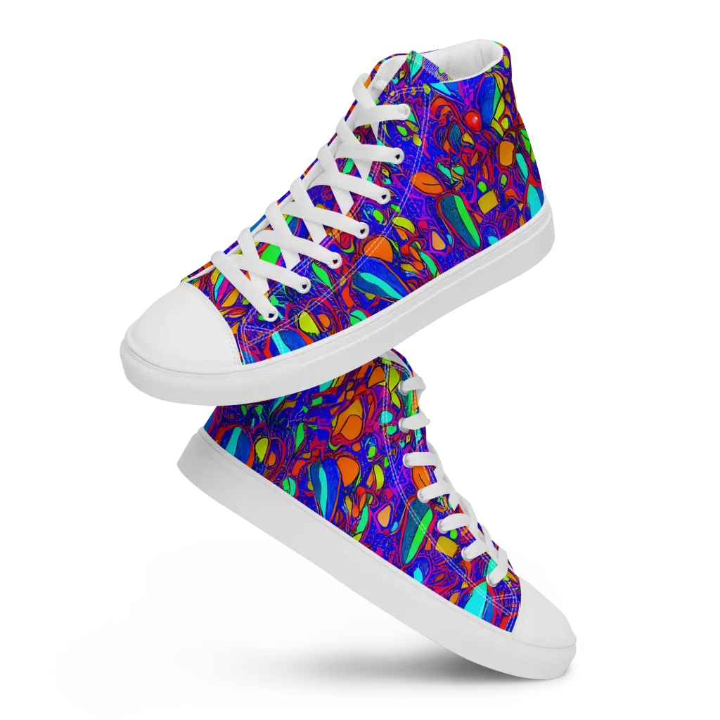 Digital Coral on Women's High Top Canvas Shoes — Front
