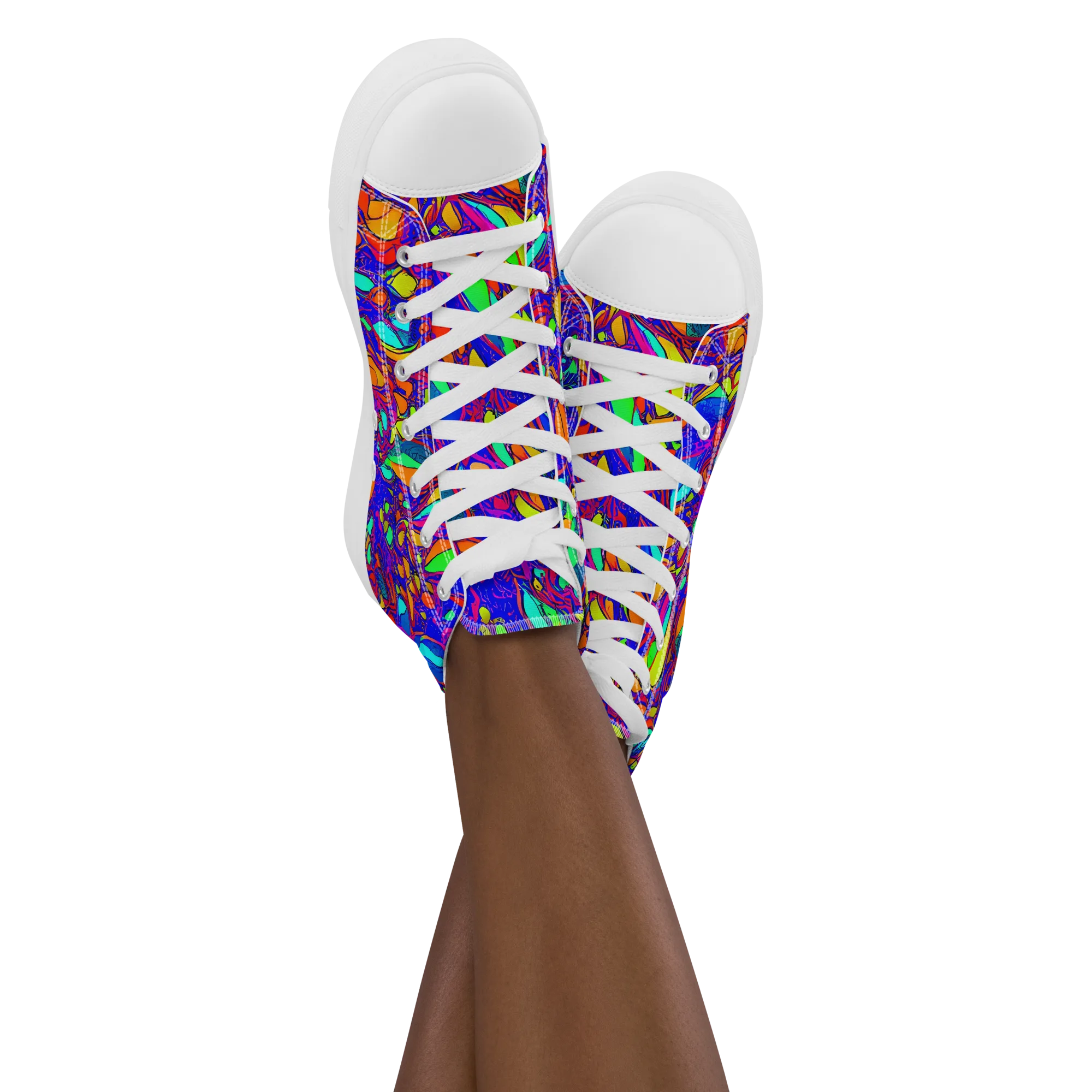 Digital Coral on Women's High Top Canvas Shoes — Front