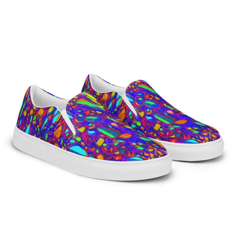 Digital Coral on Men's Slip-On Canvas Shoes — Right Front