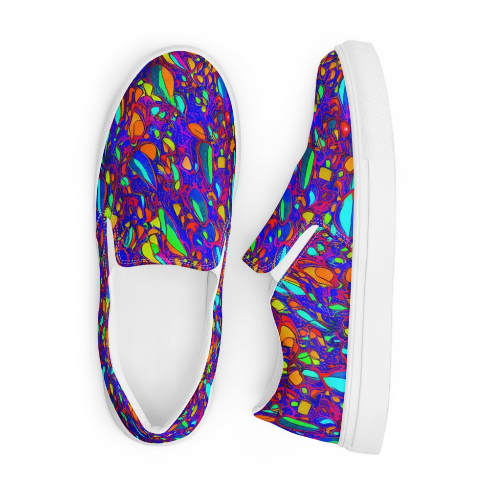 Digital Coral on Men's Slip-On Canvas Shoes — Front
