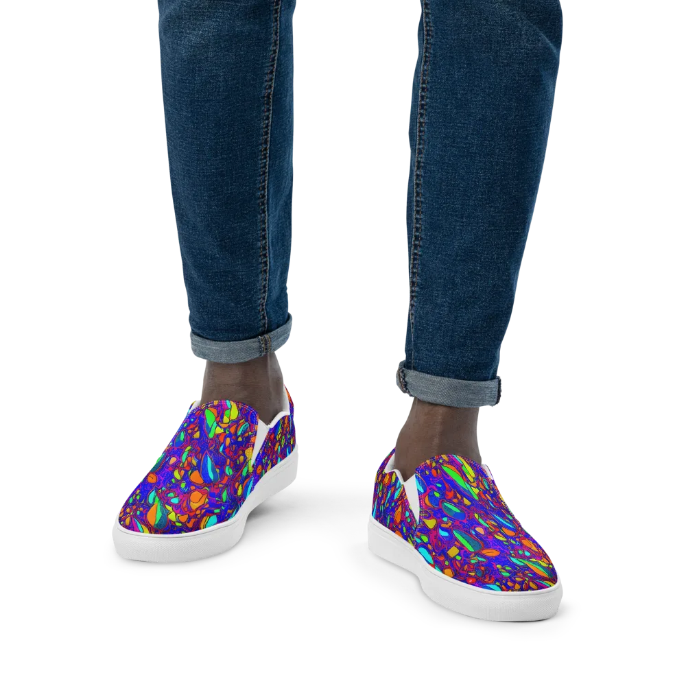 Digital Coral on Men's Slip-On Canvas Shoes — Front