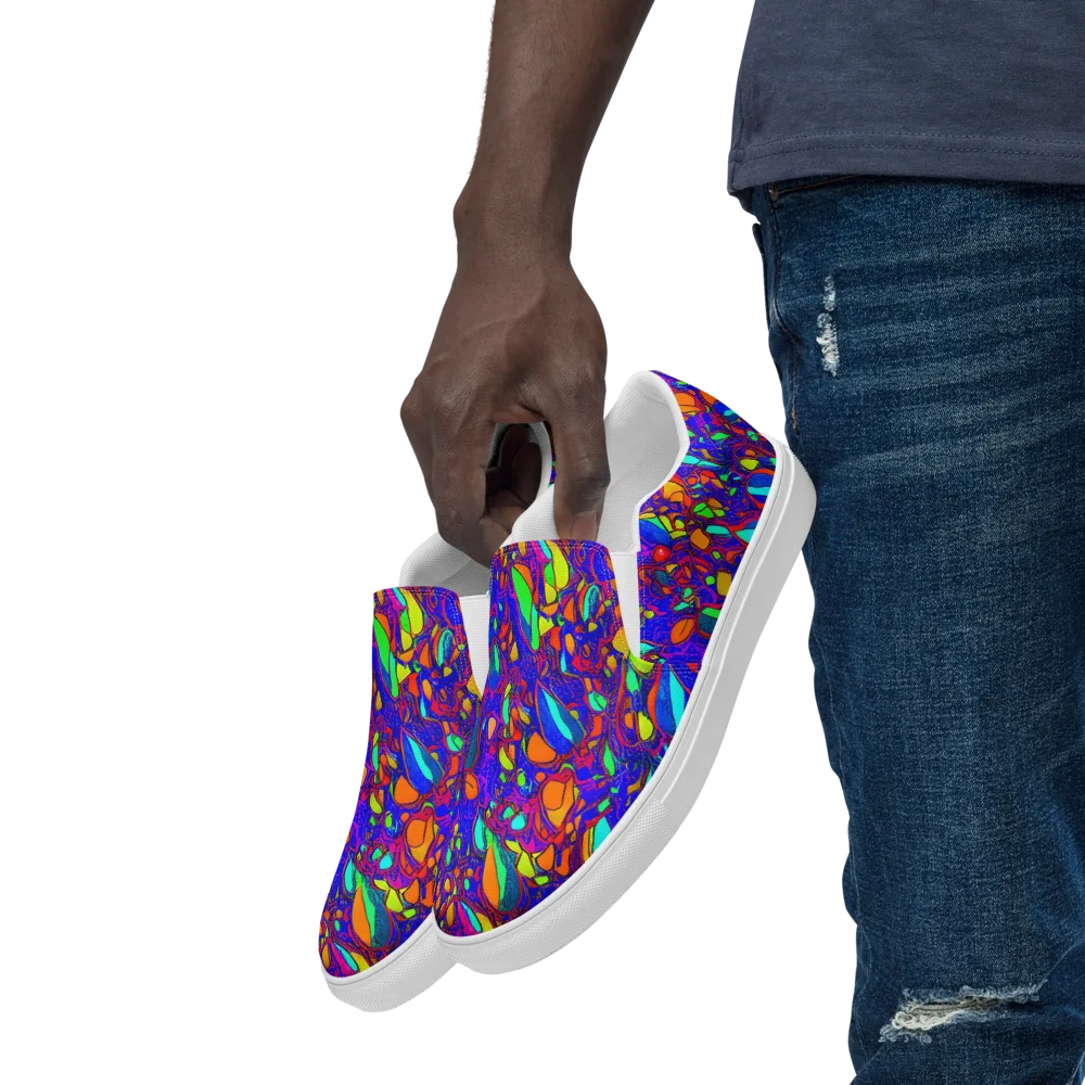 Digital Coral on Men's Slip-On Canvas Shoes — Left Front