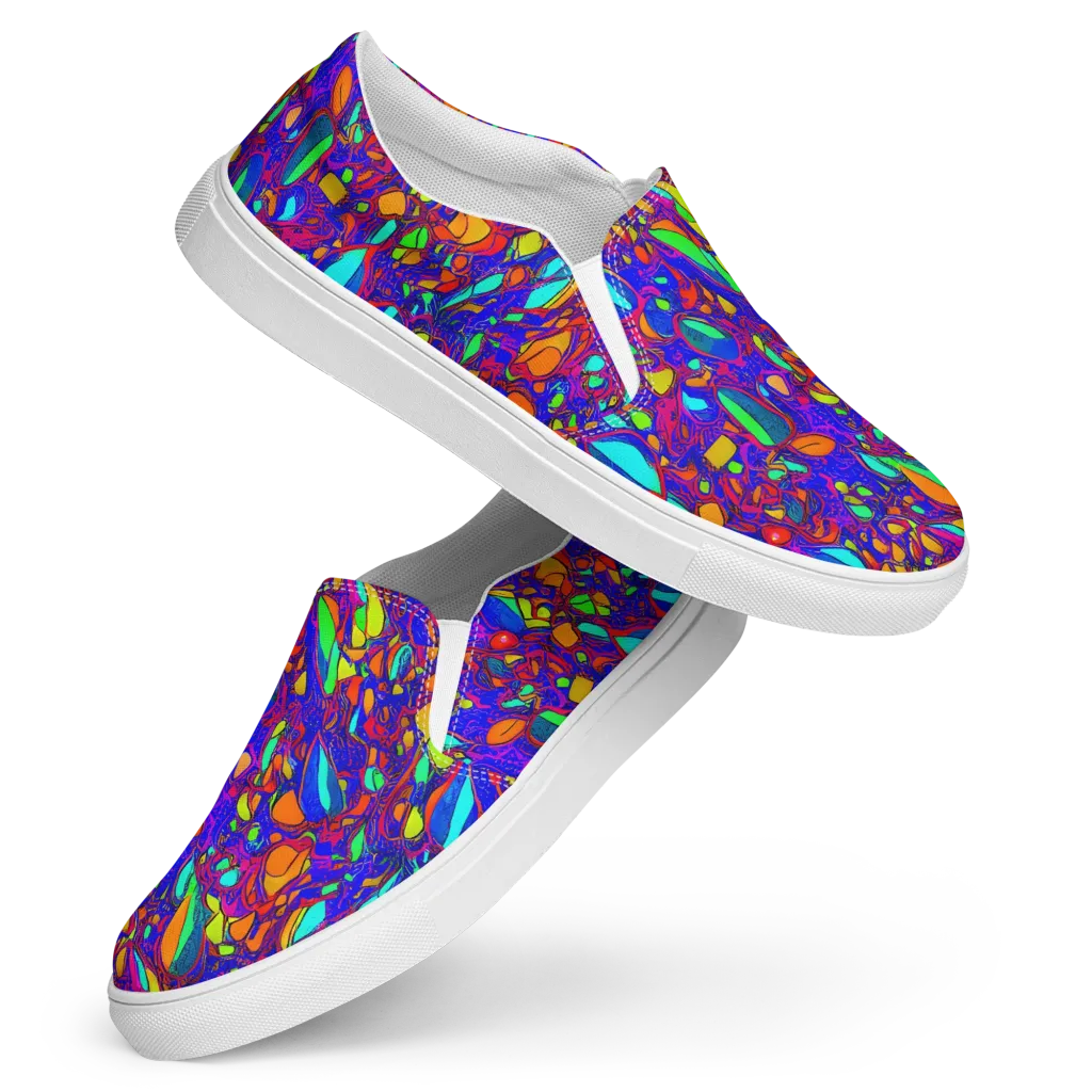 Digital Coral on Women's Slip-On Canvas Shoes — Front