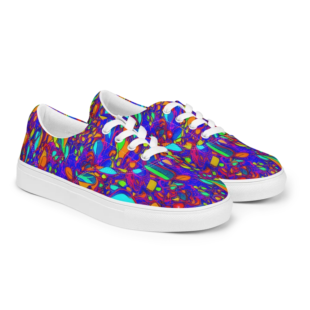Digital Coral on Men's Lace-Up Canvas Shoes — Right Front