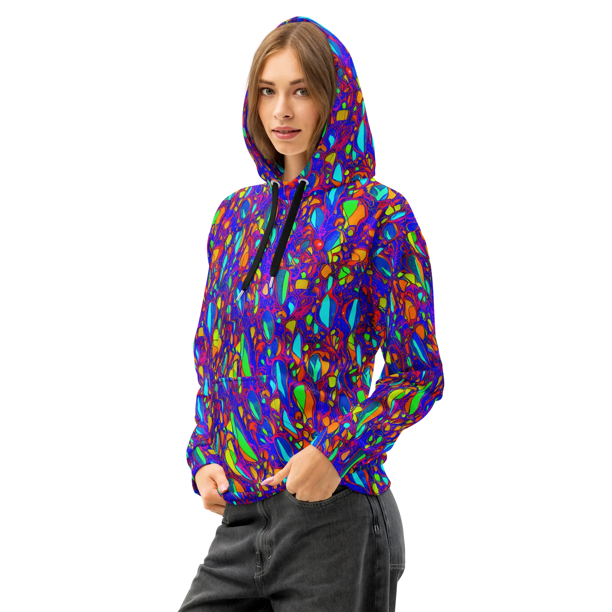 Digital Coral on Cotton Hoodie — Left Front