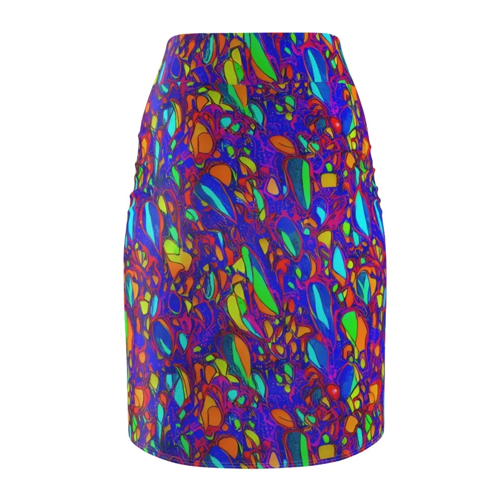 Digital Coral on Pencil Skirt — Back